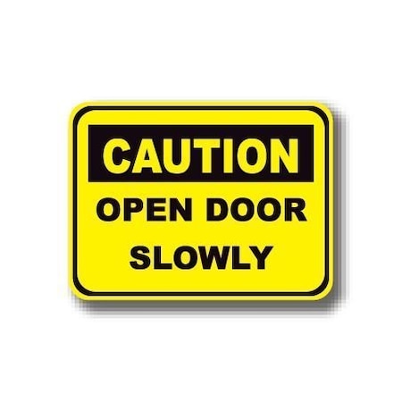 Ergomat 50in x 32in RECTANGLE SIGNS - Caution Open Door Slowly DSV-SIGN 1600 #2164 -UEN